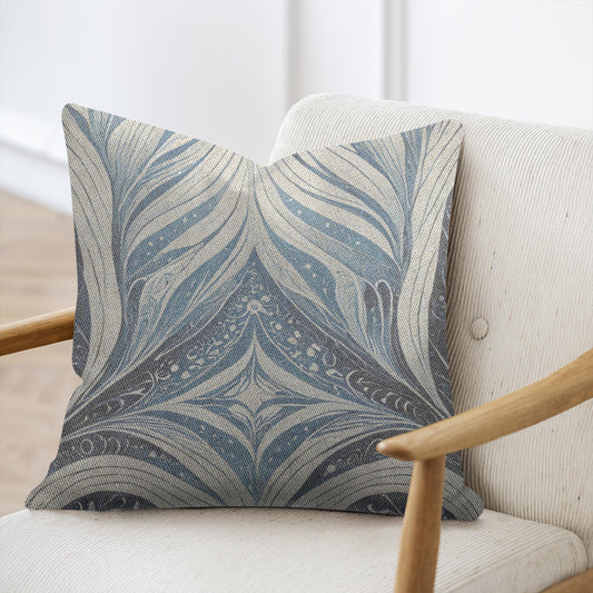 Blue Pattern 4 Woven Throw Pillow