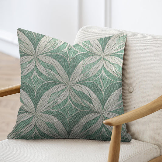 Green Pattern 2 Woven Throw Pillow