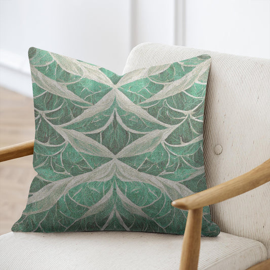 Green Pattern 1 Woven Throw Pillow